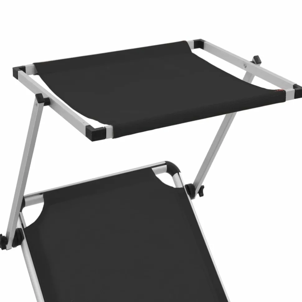 MAISON EXCLUSIVE - Chaise longue pliable avec toit aluminium et textilène noir