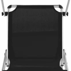 MAISON EXCLUSIVE - Chaise longue pliable avec toit aluminium et textilène noir