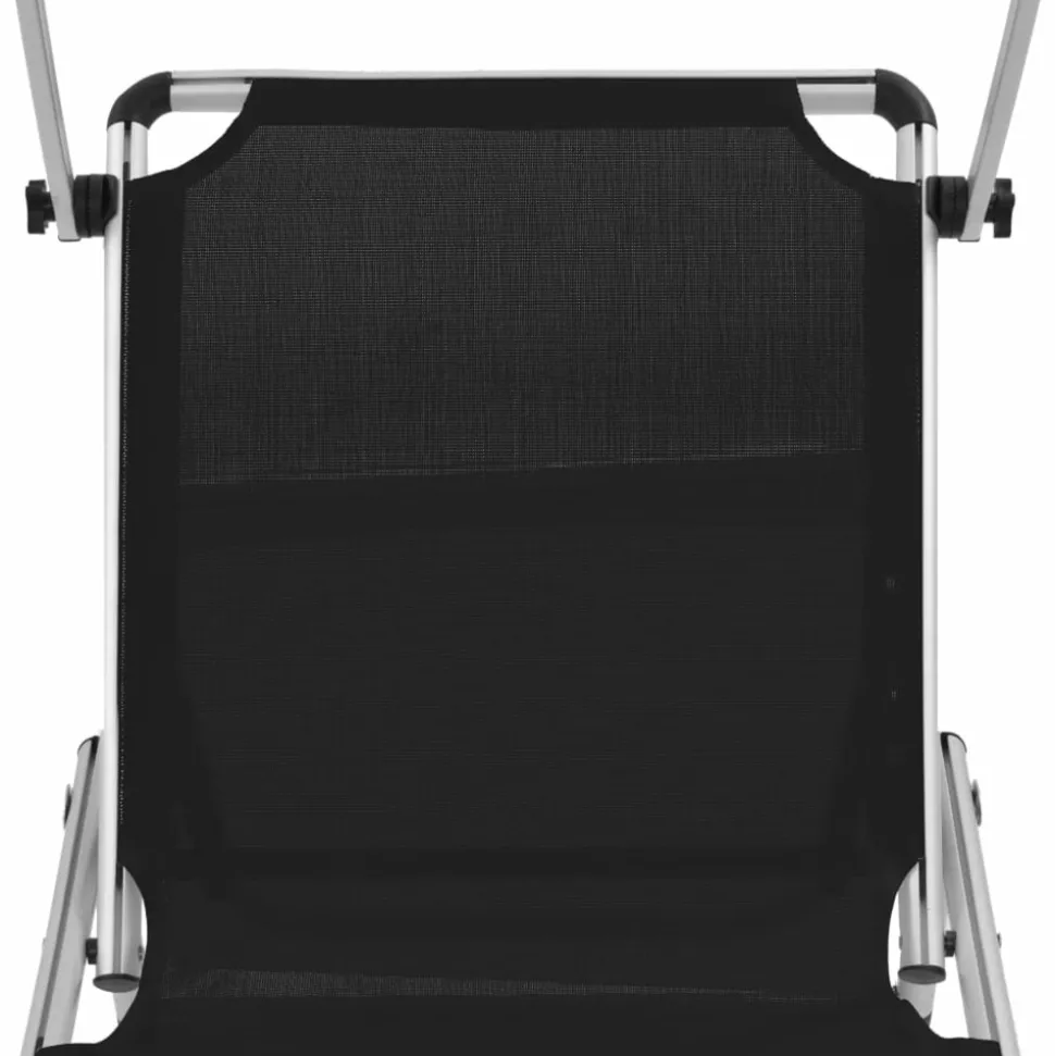 MAISON EXCLUSIVE - Chaise longue pliable avec toit aluminium et textilène noir