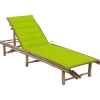 MAISON EXCLUSIVE - Chaise longue de jardin avec coussin bambou