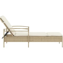 MAISON EXCLUSIVE - Chaise longue avec coussin beige 63x200x81 cm résine tressée