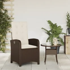 MAISON EXCLUSIVE - Chaise inclinable de jardin avec coussins marron résine tressée