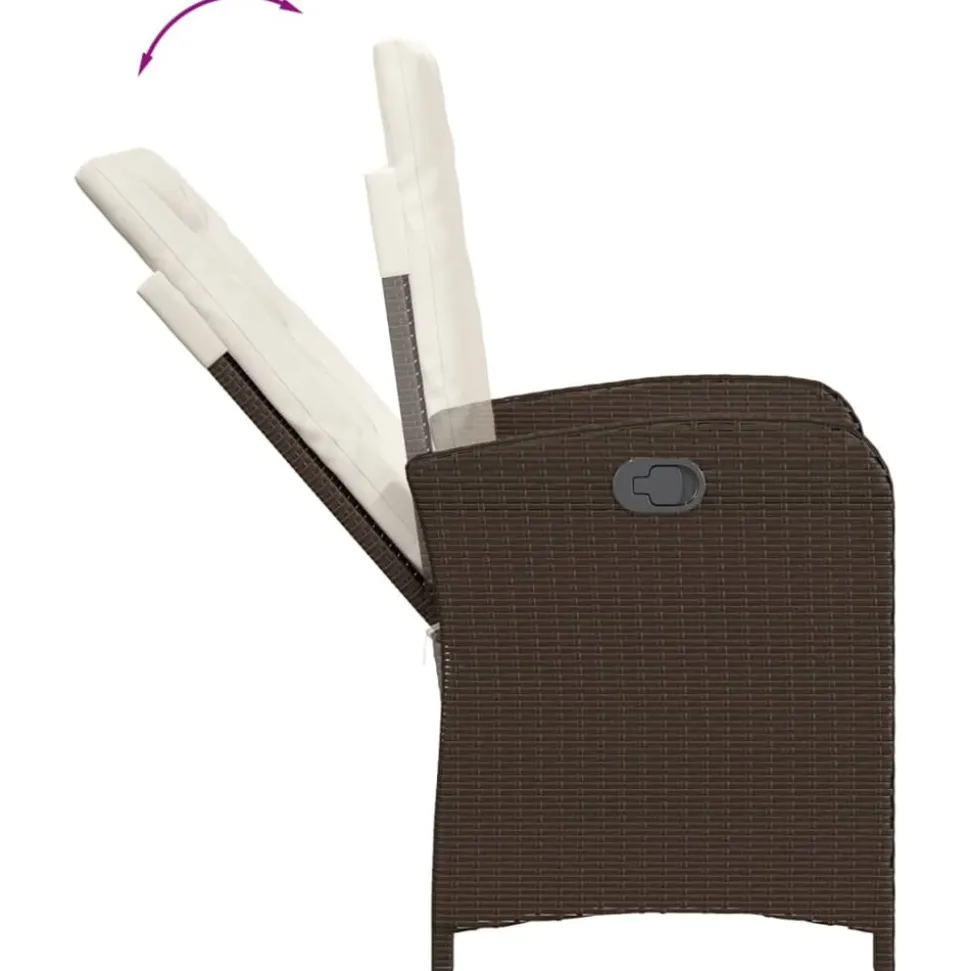 MAISON EXCLUSIVE - Chaise inclinable de jardin avec coussins marron résine tressée