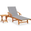 MAISON EXCLUSIVE - Chaise longue de jardin avec table et coussin bois d'acacia