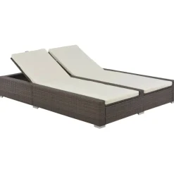 MAISON EXCLUSIVE - Chaise longue double résine tressée marron
