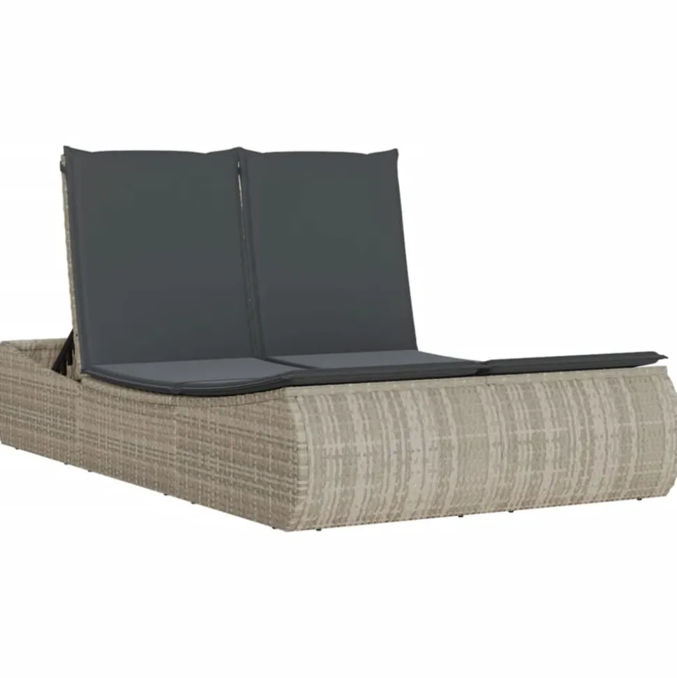MAISON EXCLUSIVE - Chaise longue double avec coussins gris clair résine tressée