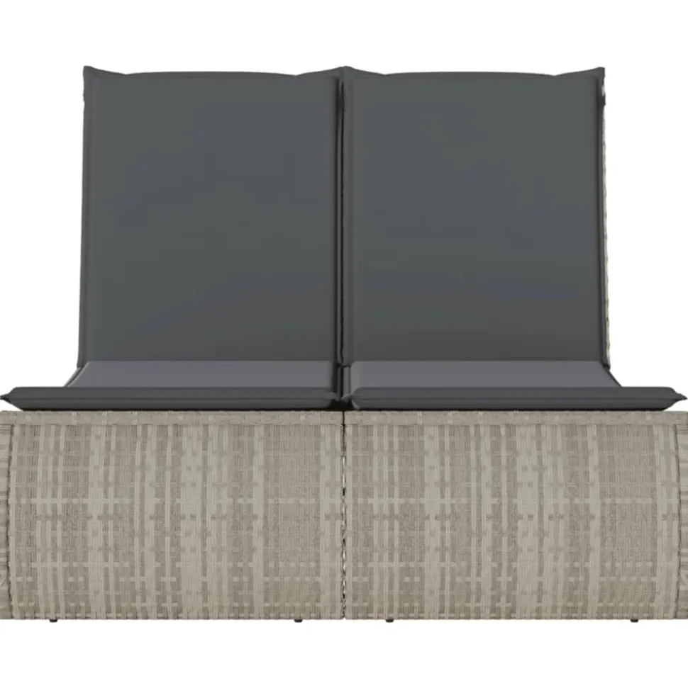 MAISON EXCLUSIVE - Chaise longue double avec coussins gris clair résine tressée