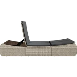 MAISON EXCLUSIVE - Chaise longue double avec coussins gris clair résine tressée
