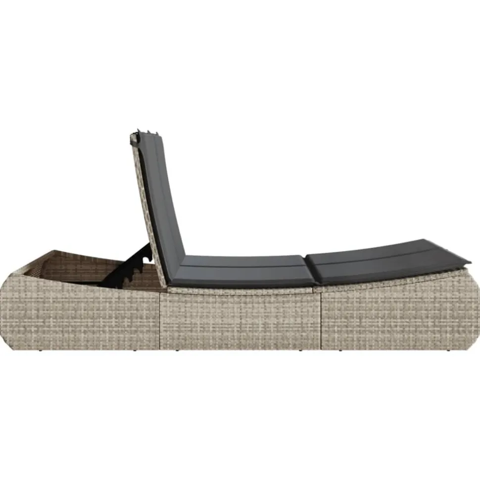 MAISON EXCLUSIVE - Chaise longue double avec coussins gris clair résine tressée