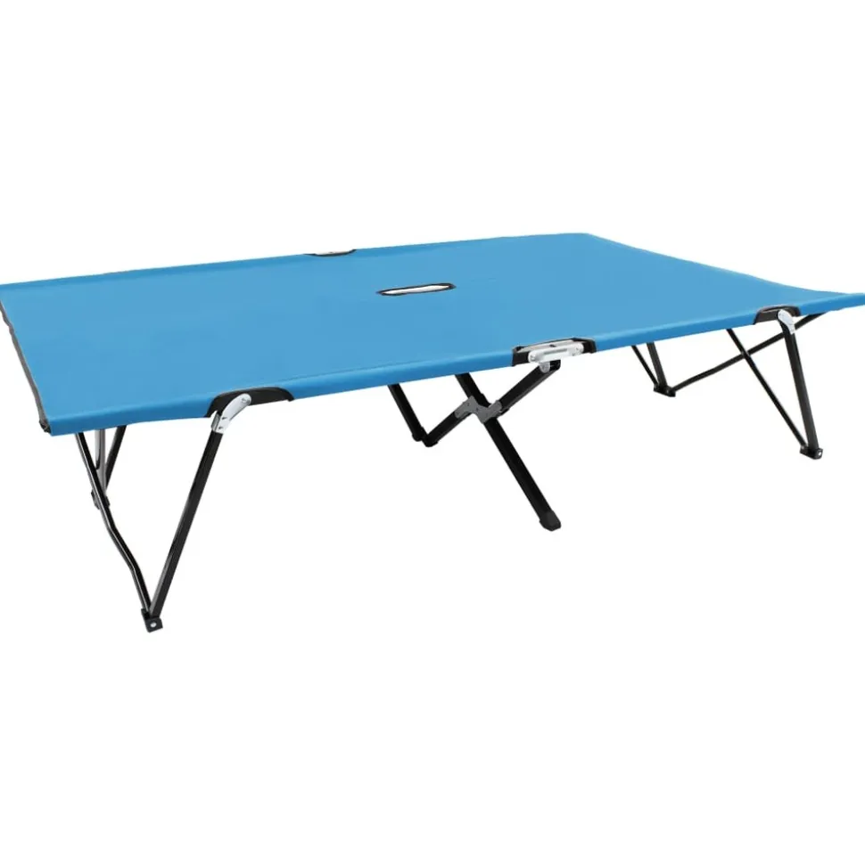 MAISON EXCLUSIVE - Chaise longue pliable 2 places bleu acier