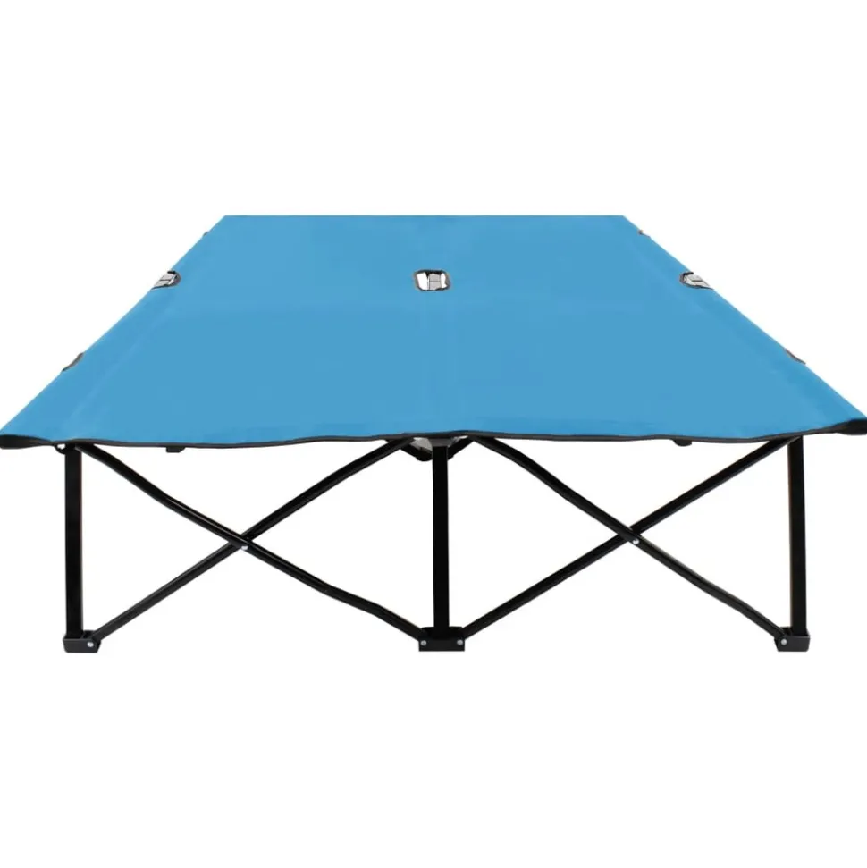 MAISON EXCLUSIVE - Chaise longue pliable 2 places bleu acier