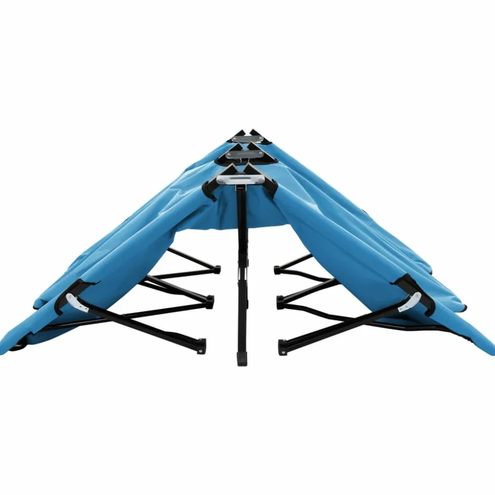 MAISON EXCLUSIVE - Chaise longue pliable 2 places bleu acier