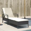 MAISON EXCLUSIVE - Chaise longue avec coussin noir 63x200x81 cm résine tressée