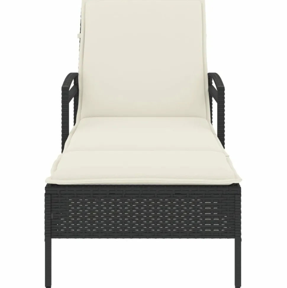MAISON EXCLUSIVE - Chaise longue avec coussin noir 63x200x81 cm résine tressée