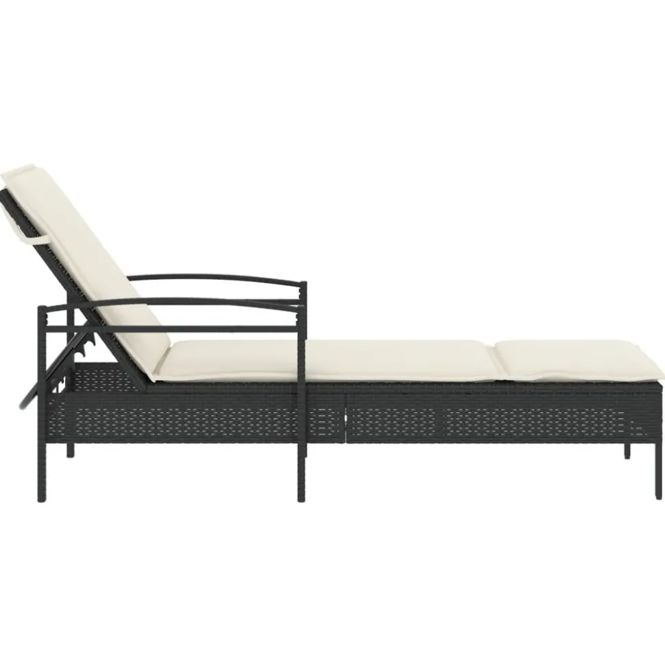 MAISON EXCLUSIVE - Chaise longue avec coussin noir 63x200x81 cm résine tressée