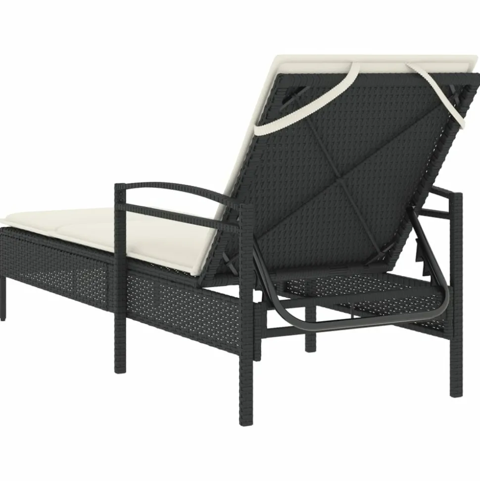 MAISON EXCLUSIVE - Chaise longue avec coussin noir 63x200x81 cm résine tressée