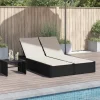 MAISON EXCLUSIVE - Chaise longue double avec coussins noir résine tressée