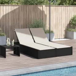 MAISON EXCLUSIVE - Chaise longue double avec coussins noir résine tressée