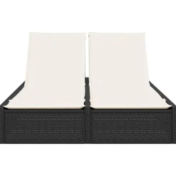 MAISON EXCLUSIVE - Chaise longue double avec coussins noir résine tressée