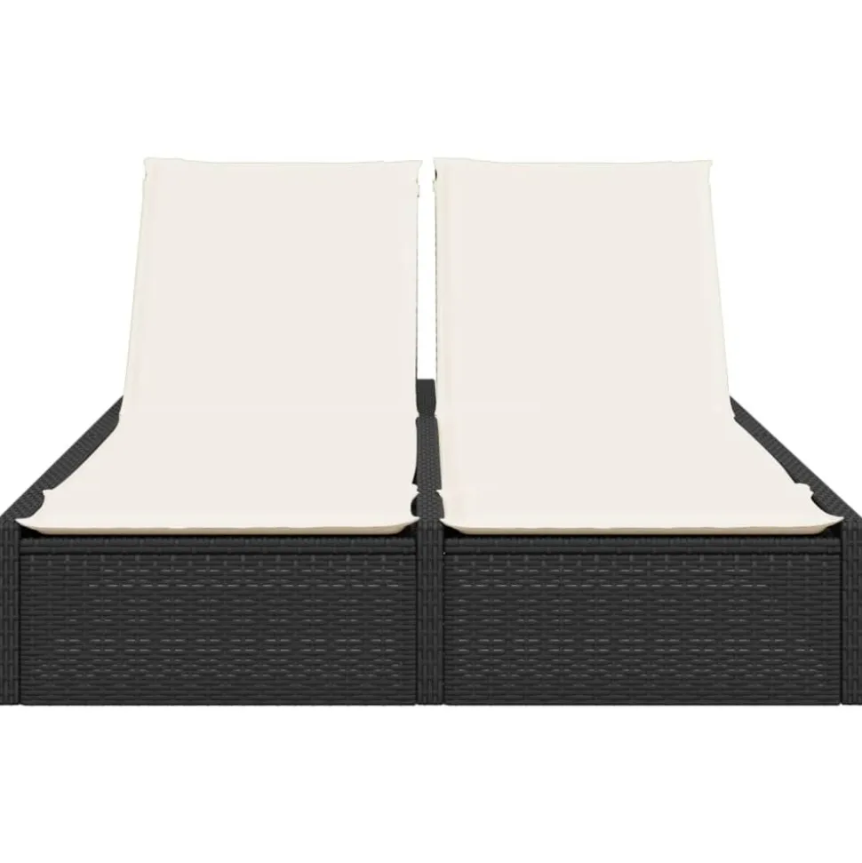 MAISON EXCLUSIVE - Chaise longue double avec coussins noir résine tressée