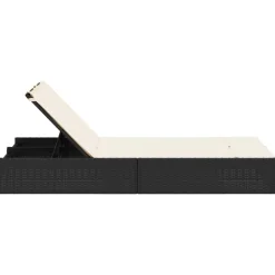 MAISON EXCLUSIVE - Chaise longue double avec coussins noir résine tressée