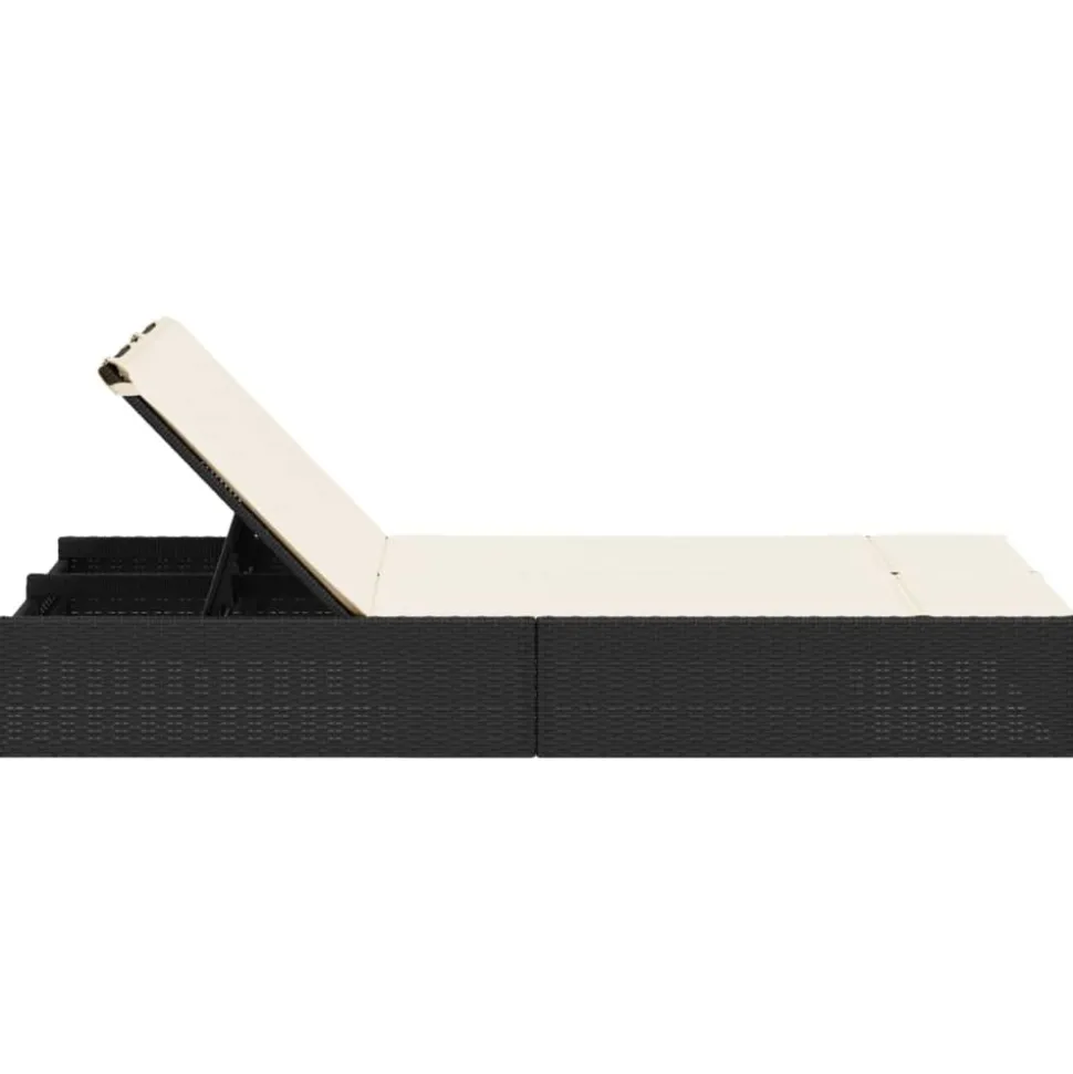 MAISON EXCLUSIVE - Chaise longue double avec coussins noir résine tressée