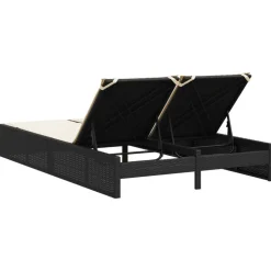 MAISON EXCLUSIVE - Chaise longue double avec coussins noir résine tressée