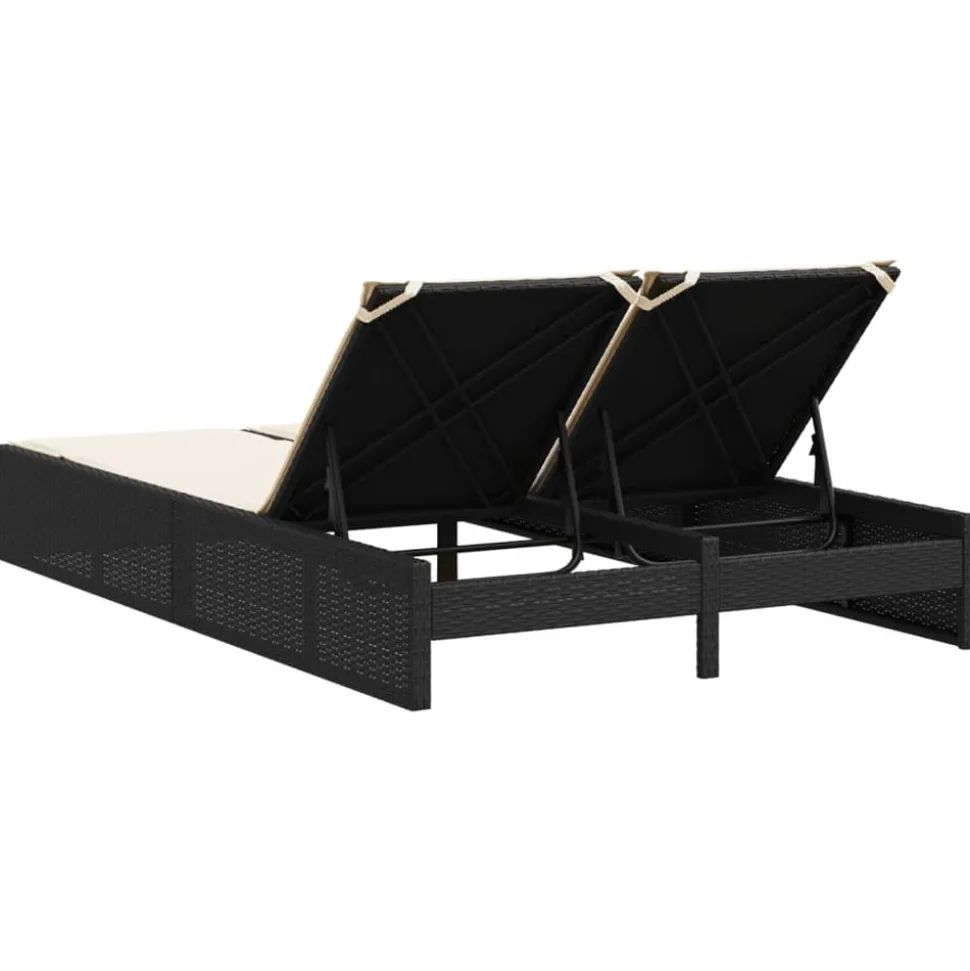MAISON EXCLUSIVE - Chaise longue double avec coussins noir résine tressée