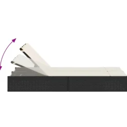 MAISON EXCLUSIVE - Chaise longue double avec coussins noir résine tressée