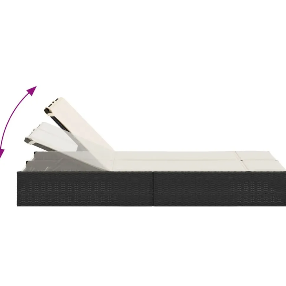 MAISON EXCLUSIVE - Chaise longue double avec coussins noir résine tressée