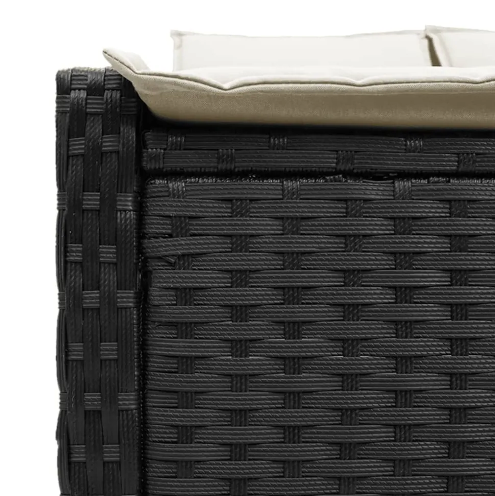 MAISON EXCLUSIVE - Chaise longue double avec coussins noir résine tressée