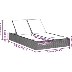 MAISON EXCLUSIVE - Chaise longue double avec coussins noir résine tressée