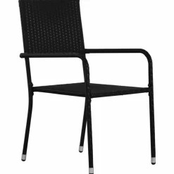 MAISON EXCLUSIVE - Chaise à dîner de jardin empilable lot de 2 noir résine tressée