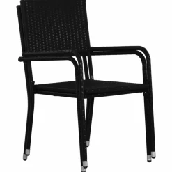 MAISON EXCLUSIVE - Chaise à dîner de jardin empilable lot de 2 noir résine tressée