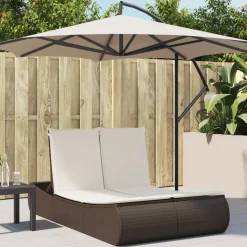 MAISON EXCLUSIVE - Chaise longue double avec coussins marron résine tressée