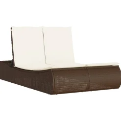 MAISON EXCLUSIVE - Chaise longue double avec coussins marron résine tressée