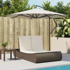 MAISON EXCLUSIVE - Chaise longue double avec coussins marron résine tressée