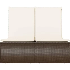 MAISON EXCLUSIVE - Chaise longue double avec coussins marron résine tressée