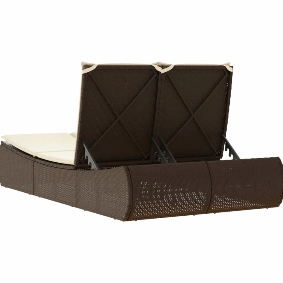 MAISON EXCLUSIVE - Chaise longue double avec coussins marron résine tressée
