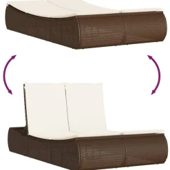 MAISON EXCLUSIVE - Chaise longue double avec coussins marron résine tressée