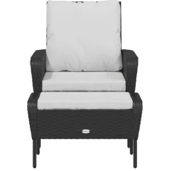 MAISON EXCLUSIVE - Chaise de jardin avec tabouret noir résine tressée