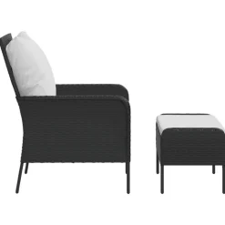 MAISON EXCLUSIVE - Chaise de jardin avec tabouret noir résine tressée