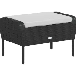 MAISON EXCLUSIVE - Chaise de jardin avec tabouret noir résine tressée