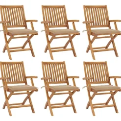 MAISON EXCLUSIVE - Chaises pliables de jardin avec coussins lot de 6 bois de teck