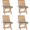 MAISON EXCLUSIVE - Chaises pliables de jardin avec coussins lot de 4 teck solide