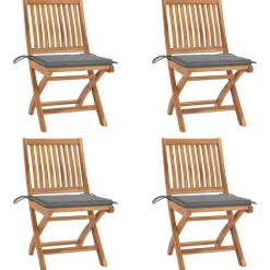 MAISON EXCLUSIVE - Chaises pliables de jardin avec coussins lot de 4 teck solide