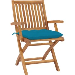 MAISON EXCLUSIVE - Chaises de jardin lot de 2 avec coussins bleu clair teck massif