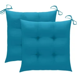 MAISON EXCLUSIVE - Chaises de jardin lot de 2 avec coussins bleu clair teck massif