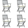 MAISON EXCLUSIVE - Chaises pliables d'extérieur lot de 4 et coussins bois d'acacia
