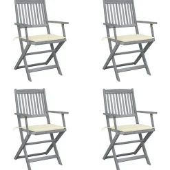 MAISON EXCLUSIVE - Chaises pliables d'extérieur lot de 4 et coussins bois d'acacia